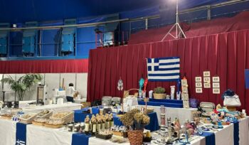 Άποψη του ελληνικού περιπτέρου – Φωτογραφία από το αρχείο της κας Μαρίας Αλμπερτίνη.